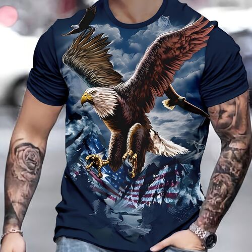 temu new fashion 3D printed men's short-sleeve top, order starting from 1 piece