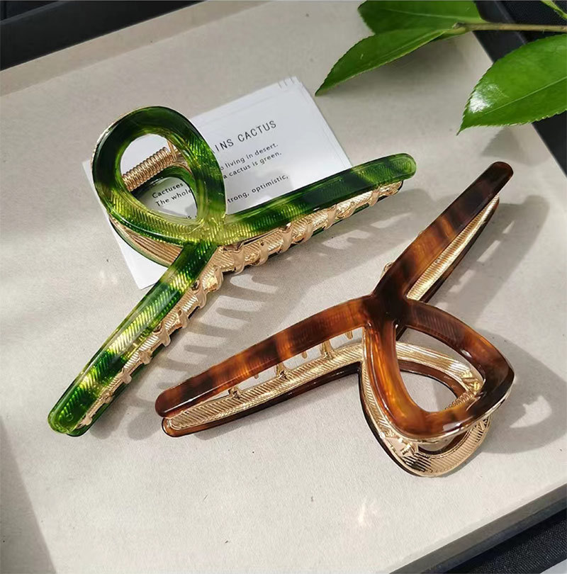 55g Weight Hair Claws Hair Accessories Type Headwear Classification Summer New Acetate Gradient Color Metal Large Hair Clip
