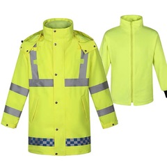 Thick Fleece Lined Removable Raincoat for Winter Traffic Duty Plush Insulated Warmth Adding Separate Raincoat