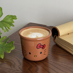 ins黑皮猫咪马克杯 可爱猫咪陶瓷水杯女生家用早餐杯咖啡杯创意