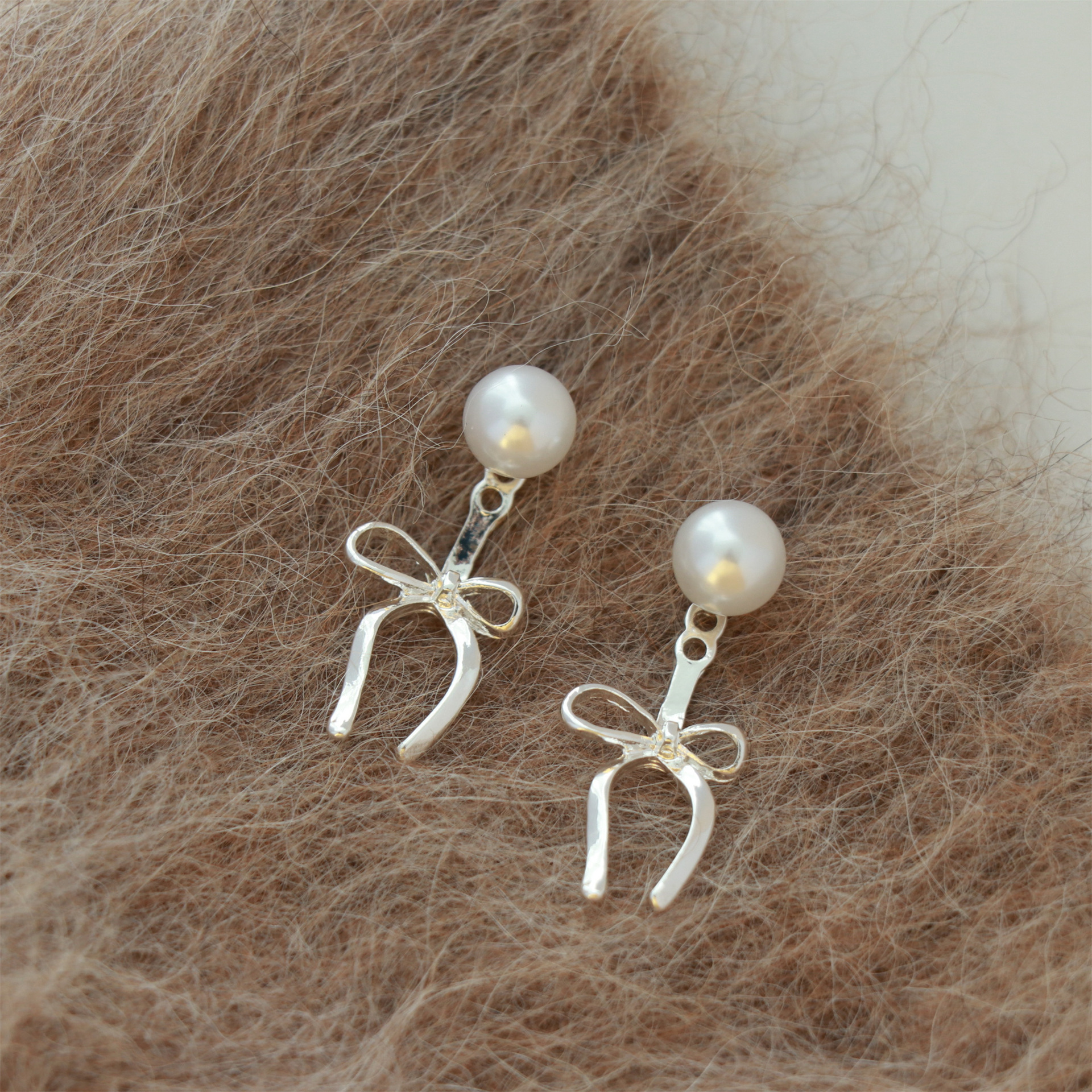 Orecchini a farfalla con nodo di perle, nuovi di alta qualità, stile semplice e freddo, stile femminile, versatili, orecchini a bottone e orecchini a goccia_voghion.com