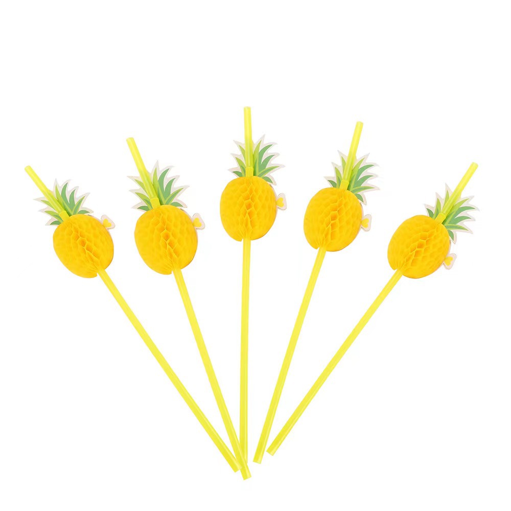 En stock venta al por mayor tridimensional hawaiana piña paja decoración fiesta hecho a mano arte paja piña palo
