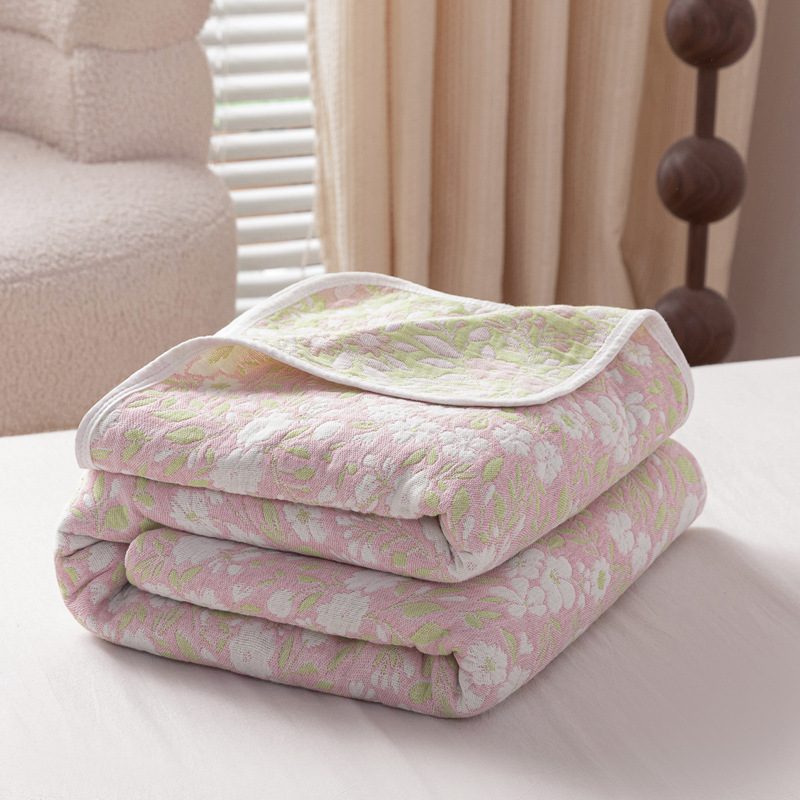 (pink floral) / 90x 100cm "cotton 6 layer yarn" baby