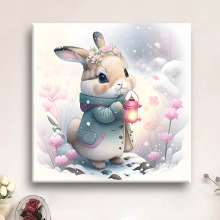 数字油画diy兔子解闷手工涂画填色填充画画丙烯油彩画装饰画