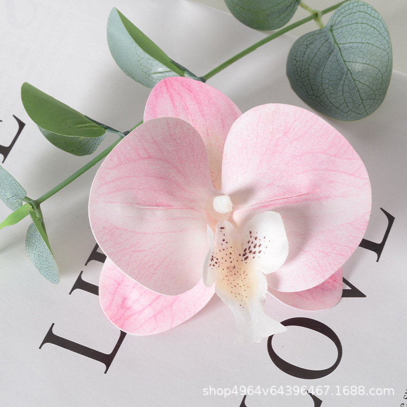 Película blanca Phalaenopsis flor cabeza pétalo simulación flor accesorios tocado horquilla diy flor decorativa de boda hecha a mano