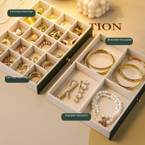 Large-capacity lightweight luxury high-end exquisite jewelry box  new lockless necklace earrings ear stud anti-oxidation storage box