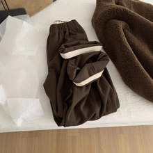 松弛感慵懒风磨毛拉绒阔腿裤女显瘦遮胯秋冬复古加厚工装直筒裤