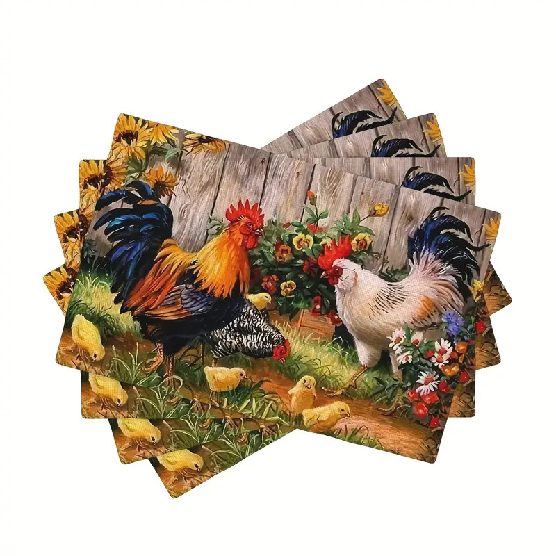 Transfronterizos lino almohadilla de mesa Aliexpress TEMU Amazon almohadilla de mesa cuadrada búfalo rojo almohadilla de Navidad Día de la Independencia