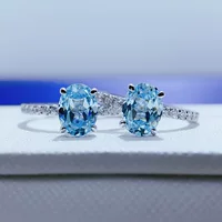 Легкое роскошное светское элегантное кольцо из аквамарина 1,5 карата, Женское кольцо Super Seiko Version из стерлингового серебра 925 пробы с высокоуглеродистым бриллиантом