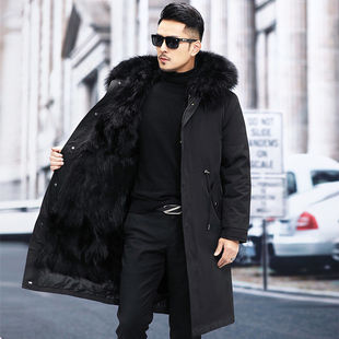 Special Price New Parker Clothing Men's Mid-length Warm Leather Thickened Fur One-piece plus size Loose Imitation Leather Jacket