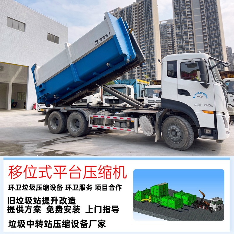 厂家直销环卫垃圾压缩式中转站周转设备中型水平直压式垃圾转运站