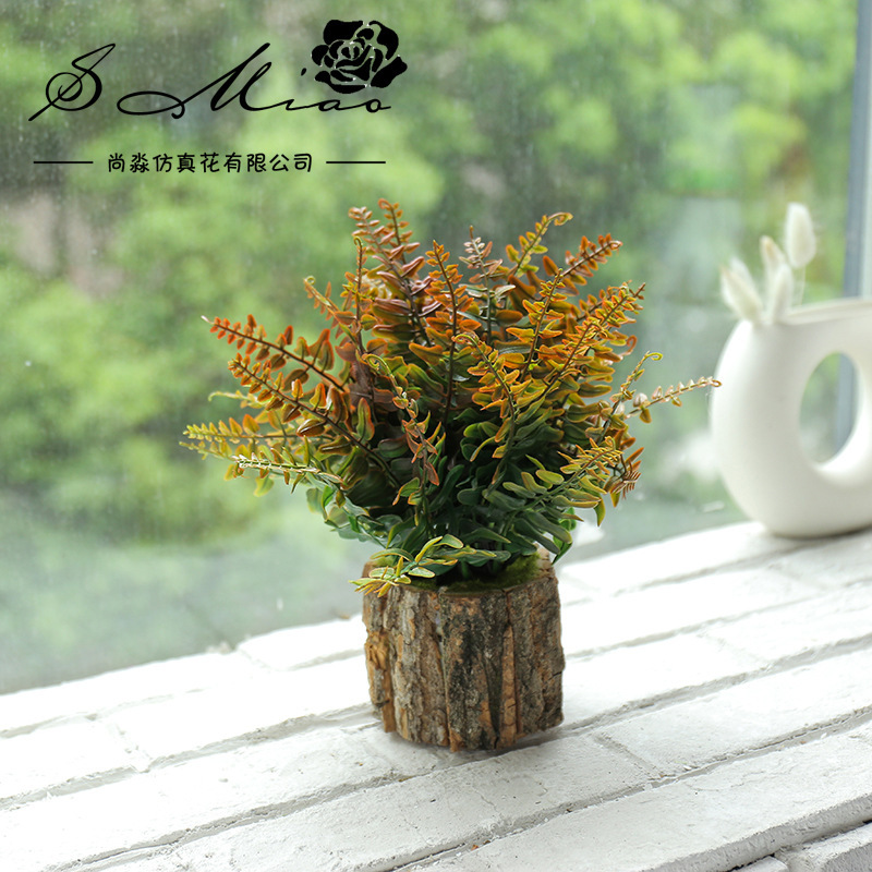 JH2156 maceta de madera planta verde ☆