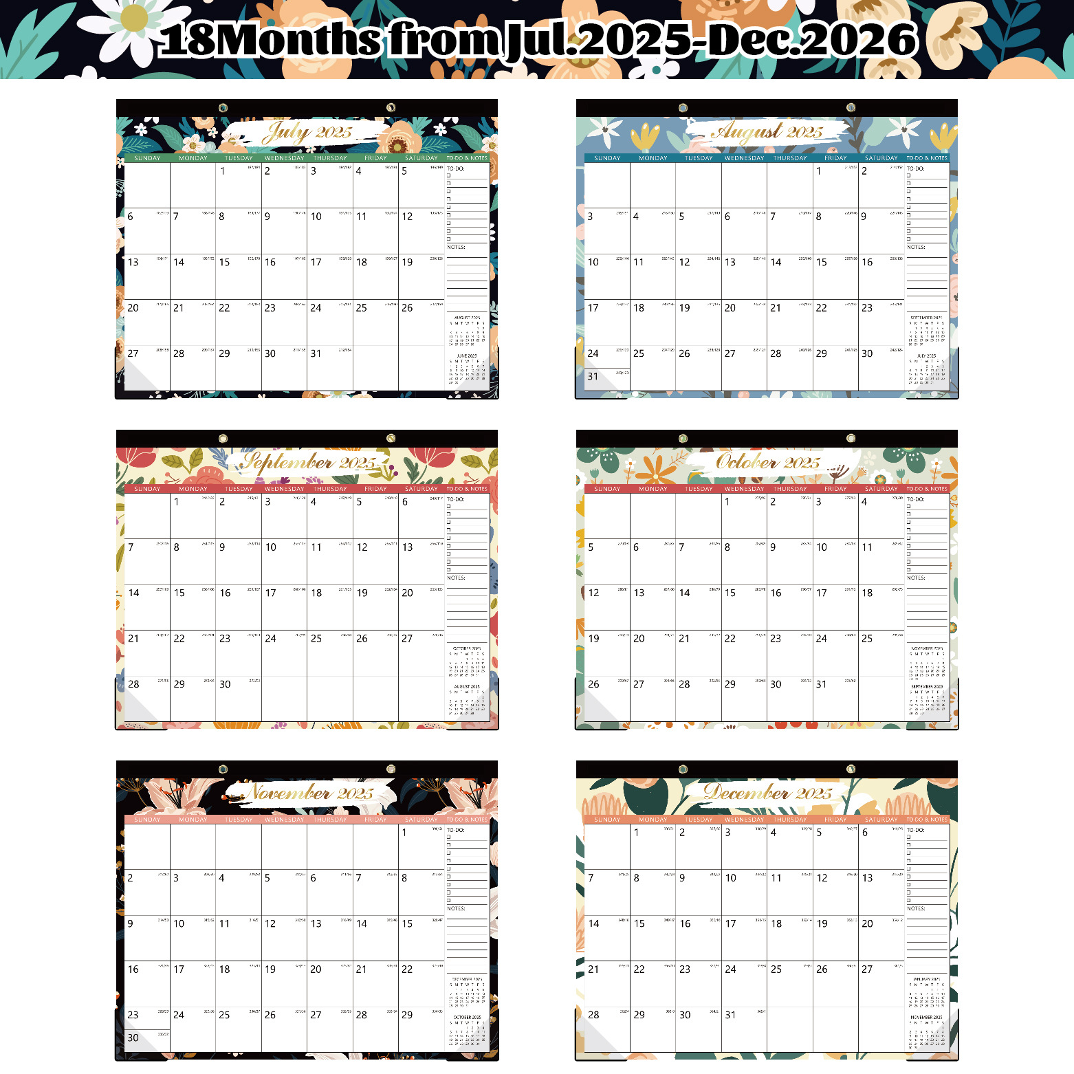 25年全款英文挂历办公室墙面装饰12月日历线圈面板挂历欧美挂历