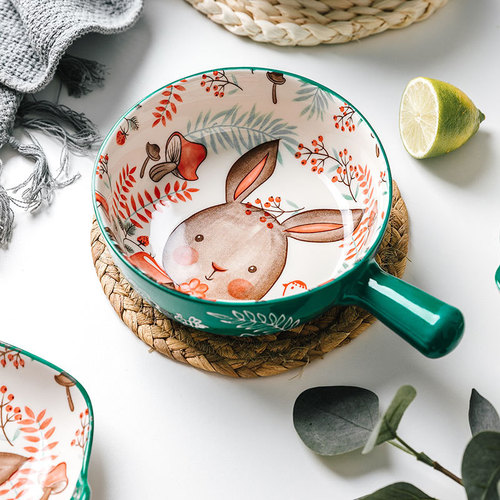 Xiaozuo Japanese creative hand-painted ceramic Internet celebrity Western tableware cute dishes home flat plate deep dish plate