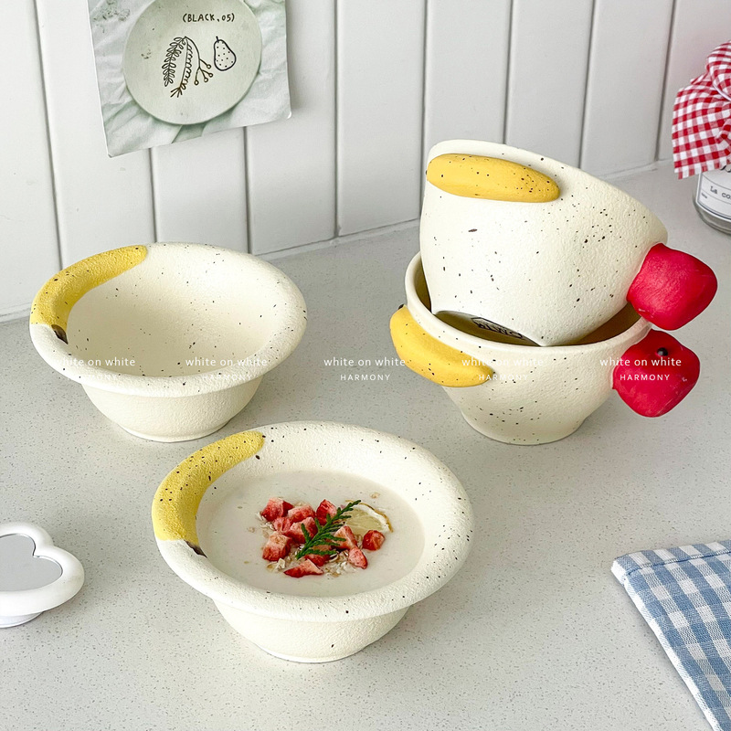 Exquisite Creative Bowl, Cute Yogurt Bowl, Ins Style High-Value Tableware, Ceramic Cereal Breakfast Bowl, Oatmeal Dessert Bowl
