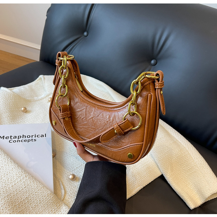 Stylish Crackle Pattern Women's Shoulder Bag With Chain Strap_voghion.com