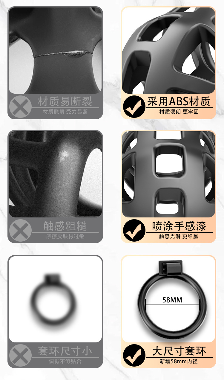 Male Chastity Cage with Auxiliary Belt, ABS and Metal Lock, Adult Couple Intimacy Accessory — detail image 25
