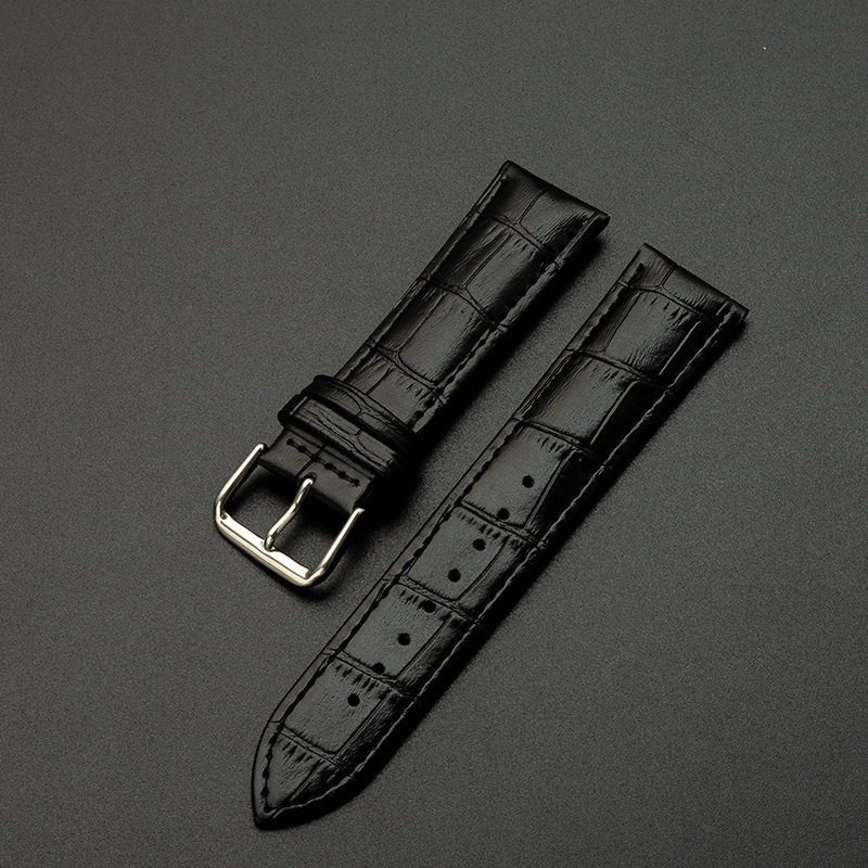 Correa de reloj de cuero genuino en stock al por mayor correa de reloj para hombres y mujeres de piel de vaca patrón de bambú accesorios de reloj de una sola pieza entrega