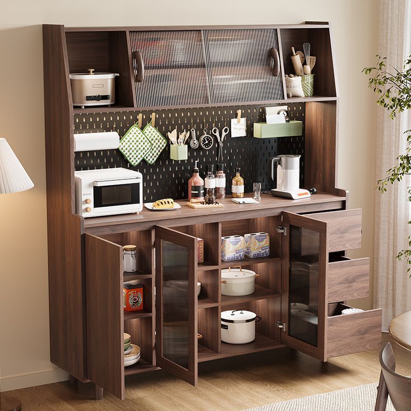 实木餐边柜靠墙一体储物柜双层多功能酒柜收纳柜新中式茶水柜