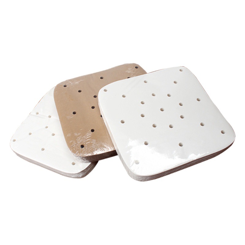Venta al por mayor papel cuadrado papel de fondo bollos al vapor papel de almohadilla antiadherente papel de vapor postre pan papel de aceite de silicona