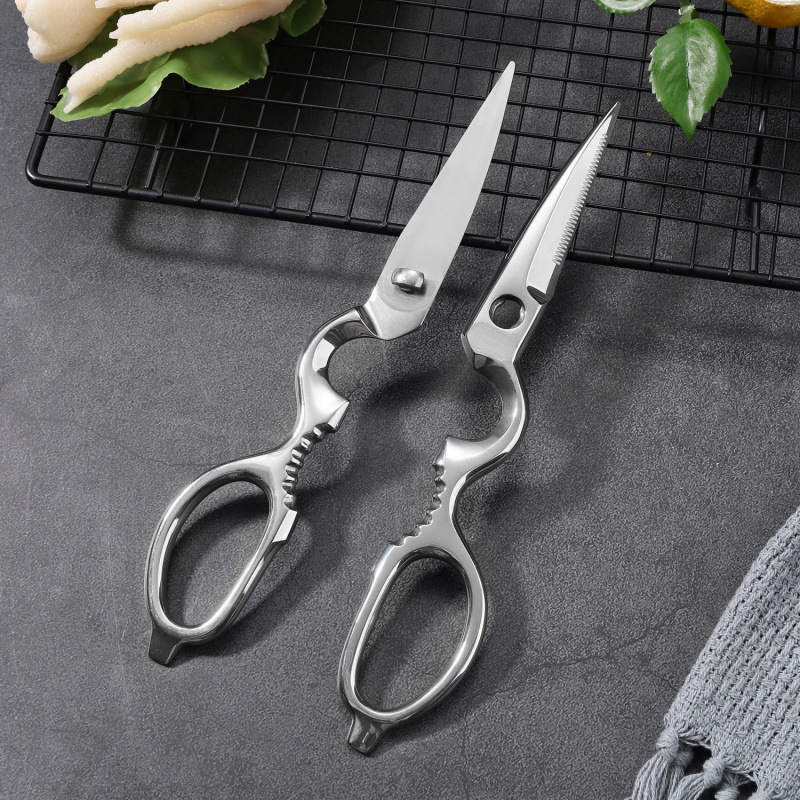 Acero inoxidable tijeras de cocina de grasa multifuncional de acero fuerte tijeras de hueso de pollo tijeras de hueso de pescado tijeras de abertura de botellas de alimentos