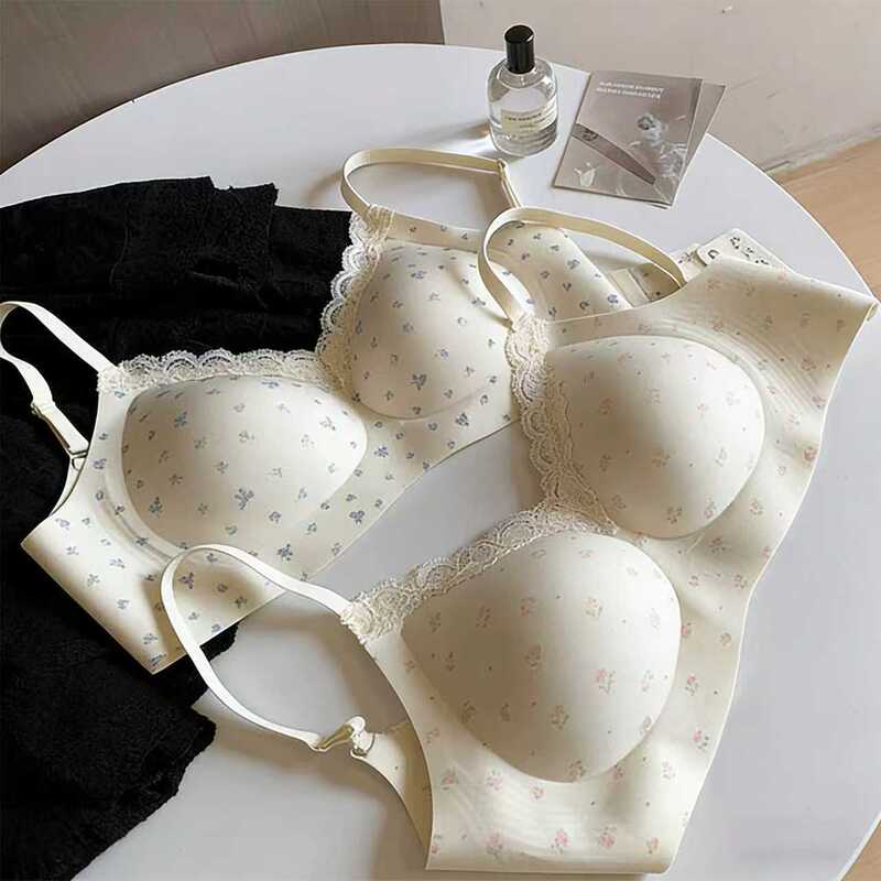 Cross-Border Pure Desire Floral Lace Lingerie for Women with Small Busts, Sweet and Wireless Push-Up Bra for Young Girls to Prevent Sagging Cross-Border Pure Desire Floral Lace Lingerie for Women with Small Busts, Sweet and Wireless Push-Up Bra for Young Girls to Prevent Sagging