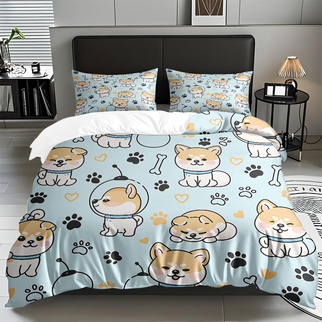 Fábrica directa para textiles caseros moles lindos cachorros impresión digital colcha colcha TEMU / JIT