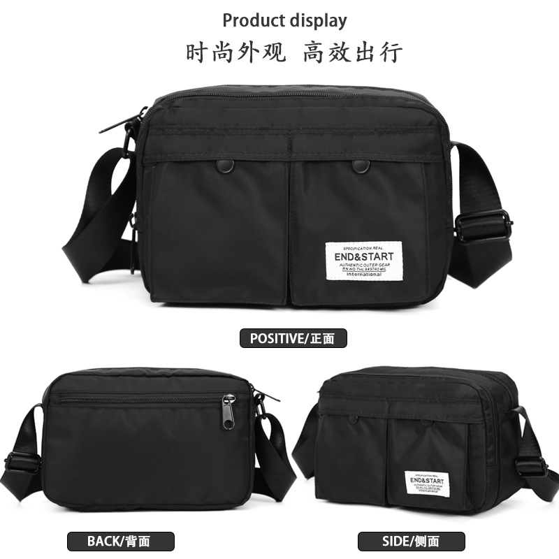Bolso de hombro impermeable de estilo japonés de moda casual simple clásico crossbody bolsa de mensajero de los hombres relajados bolsa de viaje de múltiples compartimentos