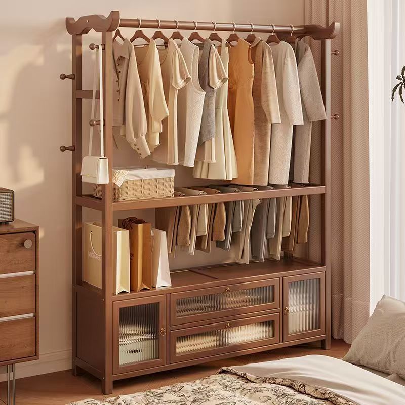 Simple Coat Rack Floor-Standing Bedroom Clothes Rack Home Wardrobe Clothes Rack Simple Modern Non-Solid Wood Clothes Drying Rack