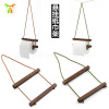 Simple wooden stick roll paper outdoor open camp napkin rack hanging tissue free punch -free paper towel rack