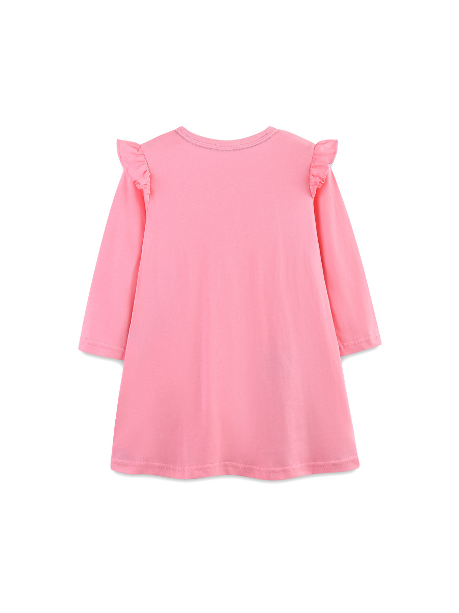 Vestido de Manga Larga con Mangas Volantes para Niña de Algodón Cuello Redondo para Otoño image 4