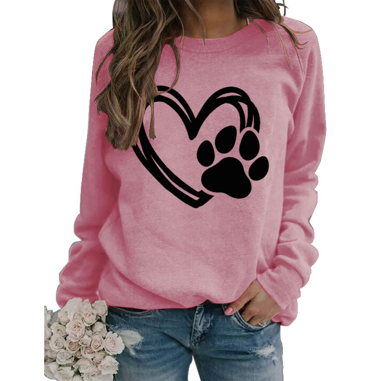 Amazon estación independiente en stock jersey de cuello redondo simple superior manga larga impresa suéter suelto transfronterizo Comercio exterior al por mayor