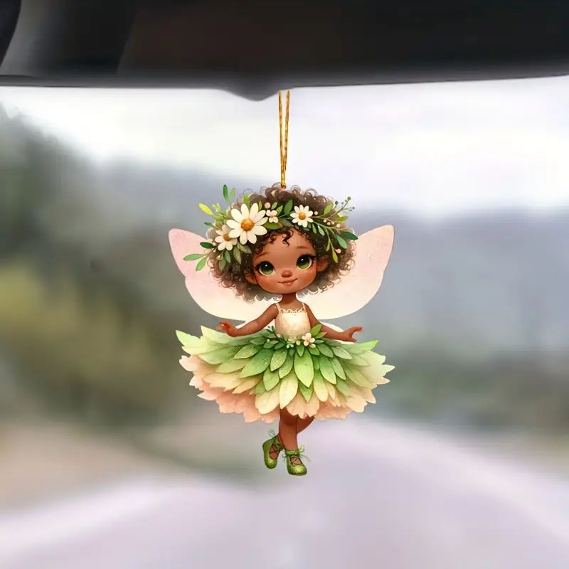 Nuevo ángel chica árbol de Navidad decoración acrílico plano transfronterizo espejo retrovisor colgante mochila colgante
