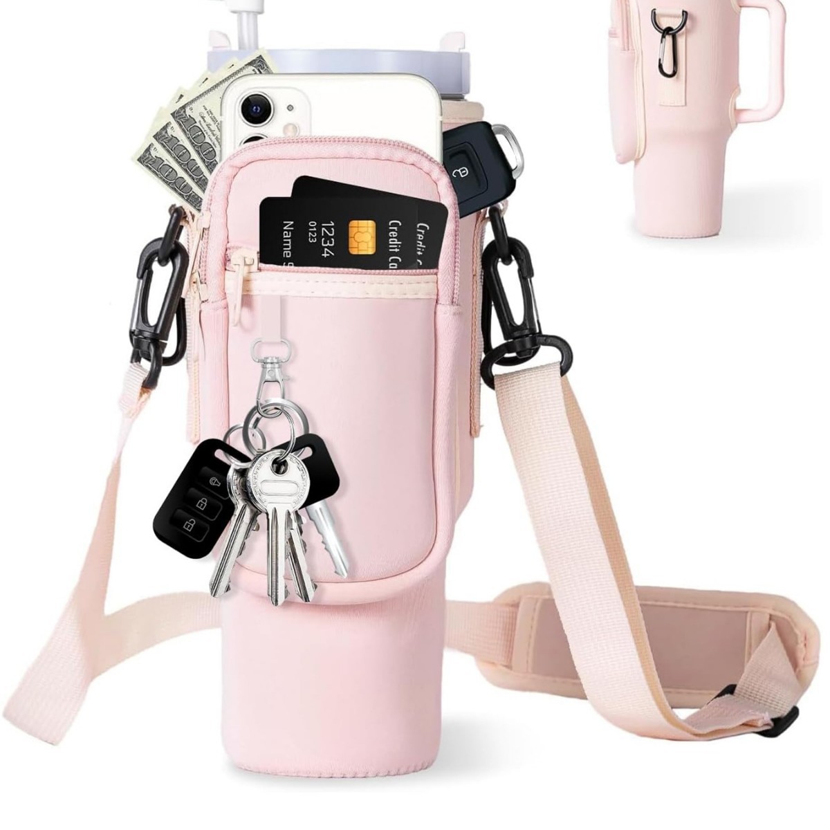 핑크 (키체인 + 더블지퍼 + 카라비너 + 재고배송)