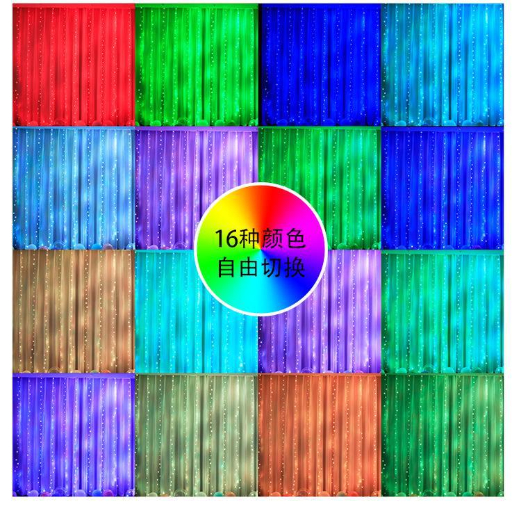 Amazon nueva cortina de luz de la secuencia de Navidad 16 color USB alambre de cobre de color de luz LED de control remoto RGB cortina de alambre de cobre Cadena de luz