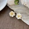 15 # Beige aurora camellia stud earrings