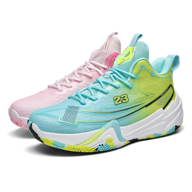 Primavera de moda nuevo tipo de zapatos de baloncesto Duan Duan para hombres mallas respirables zapatos de alta altura antideslizantes fricción sonido