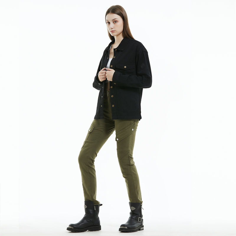 Volero motocicleta Caballero de las mujeres ejército verde ropa de trabajo pantalones de montar retro casual motocicleta incorporado rodillera resistente a la caída