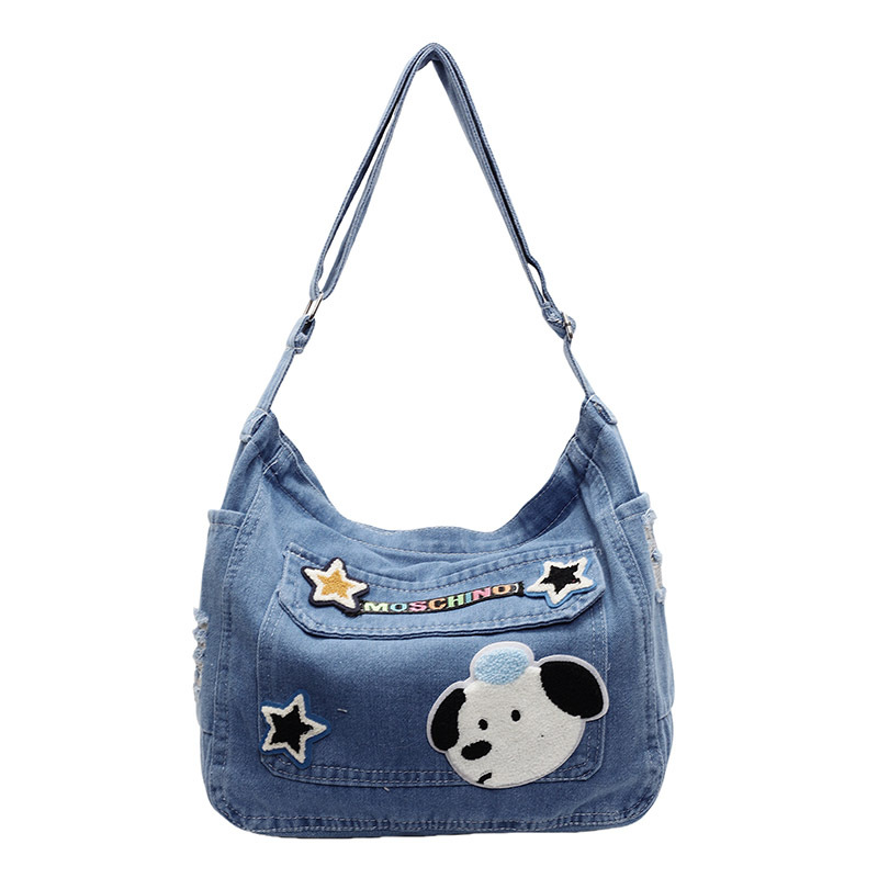 Cute Girls' Denim Crossbody Bag, Large Capacity Messenger Canvas Bag, Casual School Bag For Students, Niche Shoulder Bag - Thumbnail 5