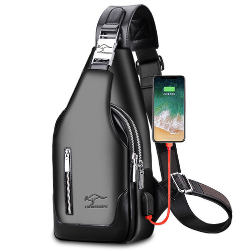 Men's Double Strap Large Capacity Fashion Casual Versatile Snap Lock Crossbody Bag Bicycle Bag for Men