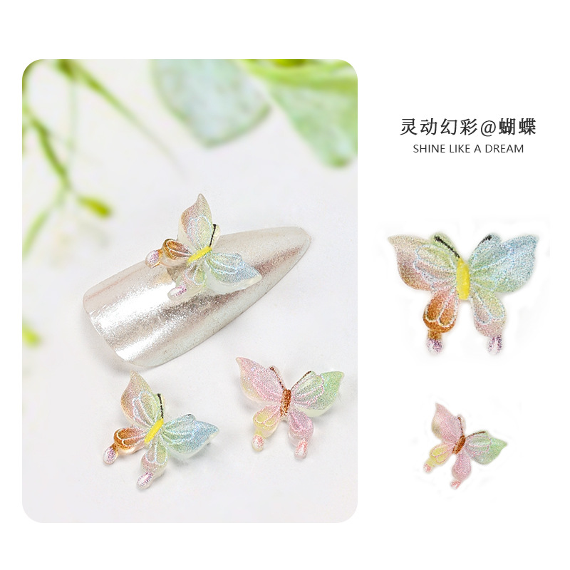 Manicure brillante hadas mariposa adornos de resina mariposa genio tridimensional manicure material de adornos de uñas 20 paquetes
