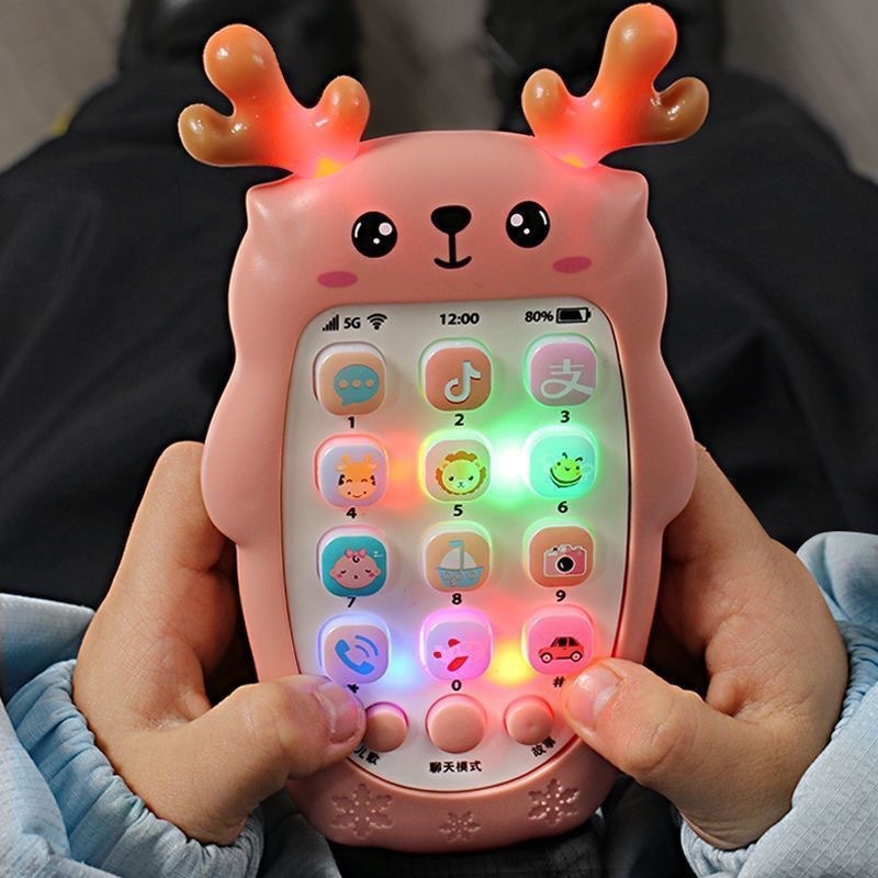 Baby Teething Toy, Realistic Phone-Shaped Children's Music Toy, Early Education Educational Story Machine, Rechargeable Phone