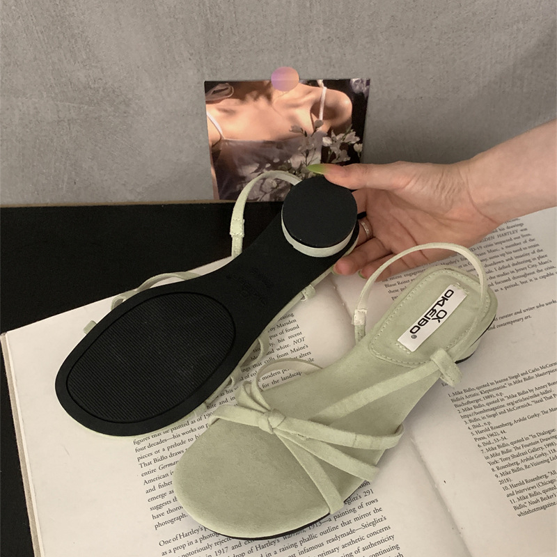 Ok Leybao French Style Open-Toe Thick Heel Sandals for Women 2025 New Forest Style with Skirt Holiday Style Sandals for Women