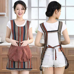 Manufacturer's new double-layer apron, fashionable, hand-wipeable, large pockets, kitchen cooking apron, sleeves, restaurant work clothes for women
