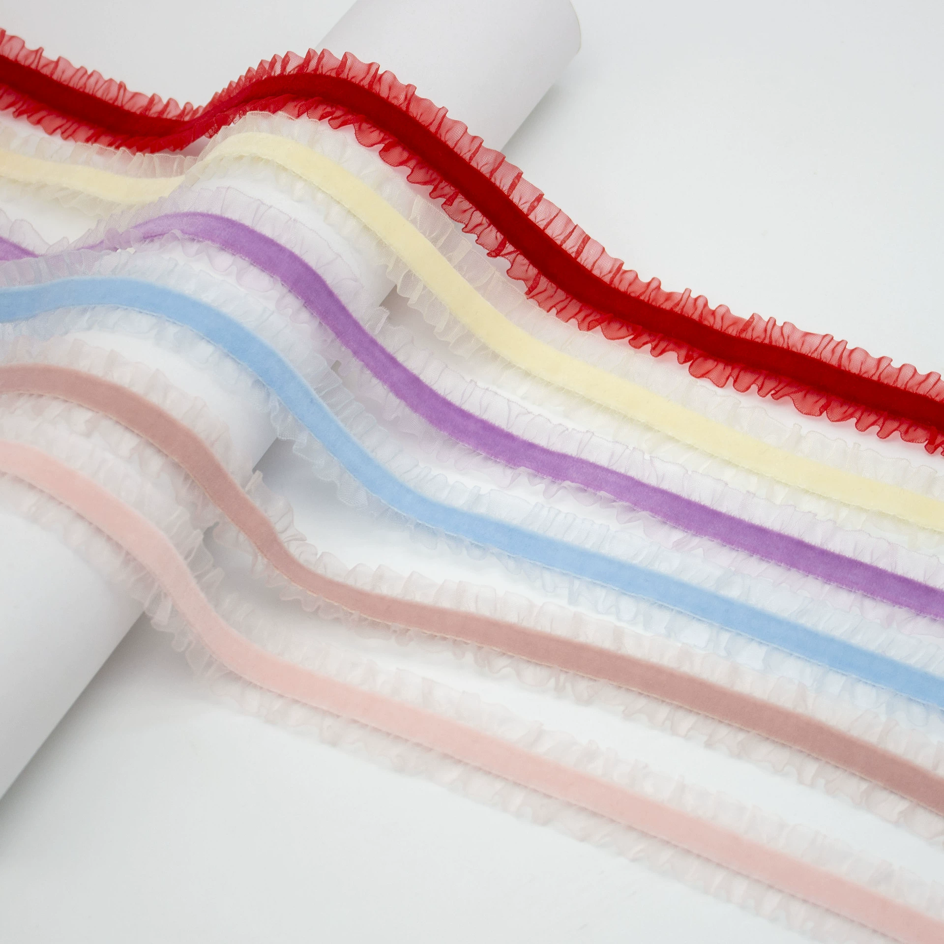 В наличии 25 ММ6 Цветная флокирующая Двусторонняя Снежная пряжа Кружевная бархатная юбка Эластичный пояс Двойной Auricularia Elastoelastic Бархатный пояс