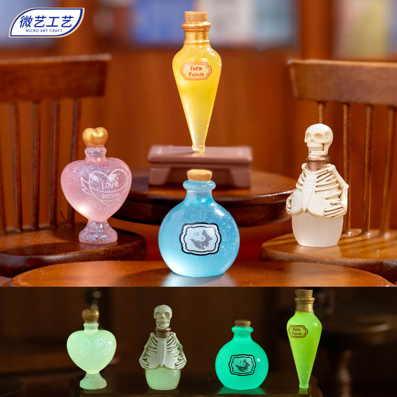 Halloween Creative Luminous Magic Bottle Easter Resin Crafts Desktop Car-Mounted DIY Mini Ornaments