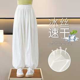 女童冰丝速干阔腿裤2026夏季新款宽松高腰防蚊裤儿童薄款休闲长裤