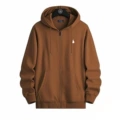 Zipper brown white label