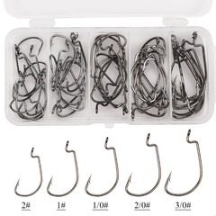 51 Piece Black Nickel Curved Hook Set Dezhou Fishing Tackle Lure Soft Bait Hook Fishing Gear Fishing Accessories