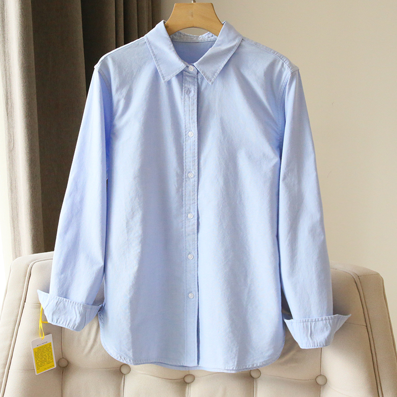 White collar 1 fixed income ~ cotton Oxford cloth white shirt women's long sleeve bottoming shirt with Korean jacket 2025 spring and autumn tide Korea